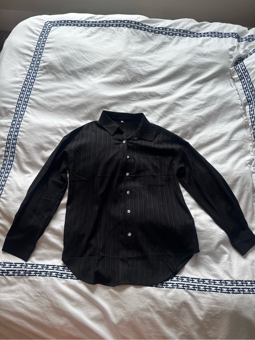 Black Long-Sleeve Button-Up Shirt